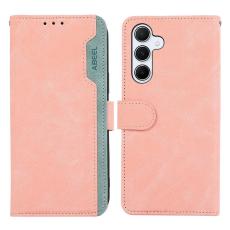 ABEEL - ABEEL Samsung Galaxy S23 FE Konstl&auml;der Pl&aring;nboksfodral med RFID-Skydd - Rosa