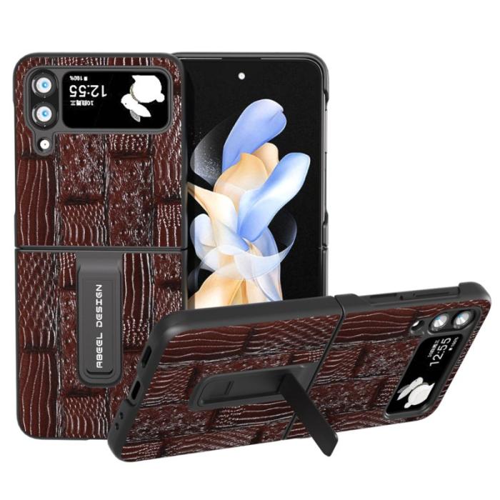 ABEEL - ABEEL Mobilskal till Samsung Galaxy Z Flip4 5G Mahjong Textur Brun