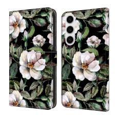 OEM - Samsung Galaxy S26 Pl&aring;nboksfodral F&auml;llbart St&auml;ll Konstl&auml;der M&ouml;nster Stor Blomma