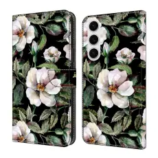 OEM - Samsung Galaxy S26 Pl&aring;nboksfodral F&auml;llbart St&auml;ll Konstl&auml;der M&ouml;nster Stor Blomma