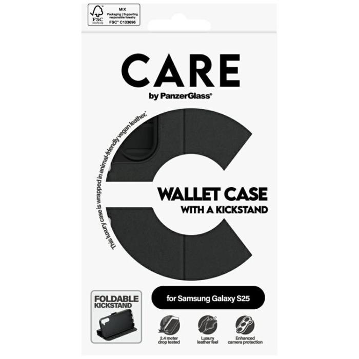 PanzerGlass - Care by PanzerGlass Galaxy S25 Plånboksfodral Kickstand - Svart