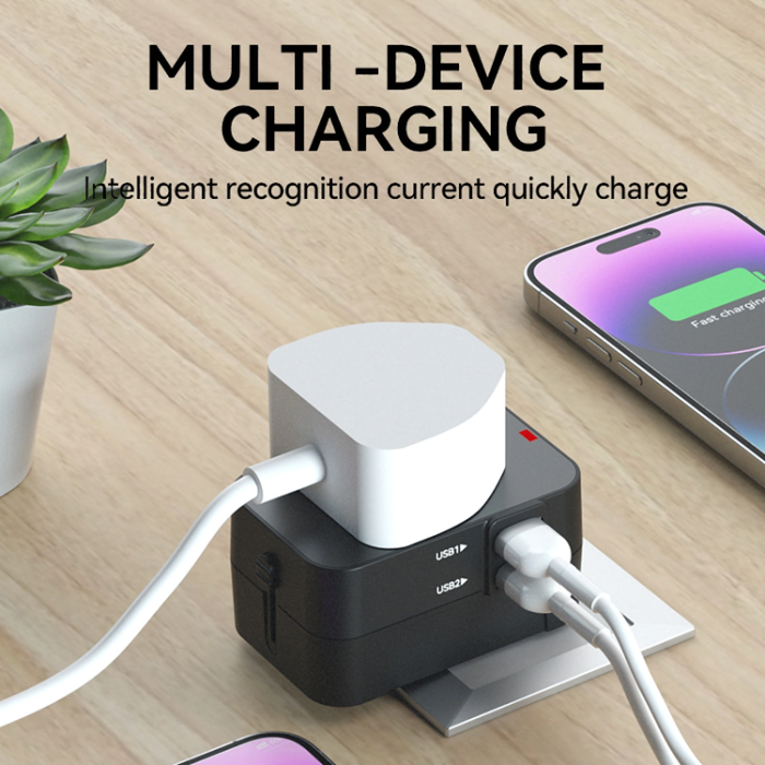 Wozinsky - Wozinsky Universal Reseadapter 24W 2xUSB-A EU/US/AUS/UK- Svart