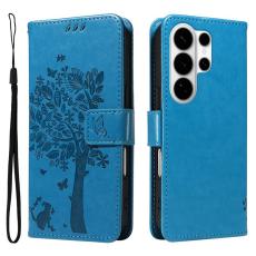 OEM - Samsung Galaxy S26 Ultra Pl&aring;nboksfodral Konstl&auml;der Katttr&auml;d - Bl&aring;