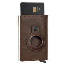 A-One Brand - AirTag Korthållare RFID Blocking Mikrofiber Läder - Coffee