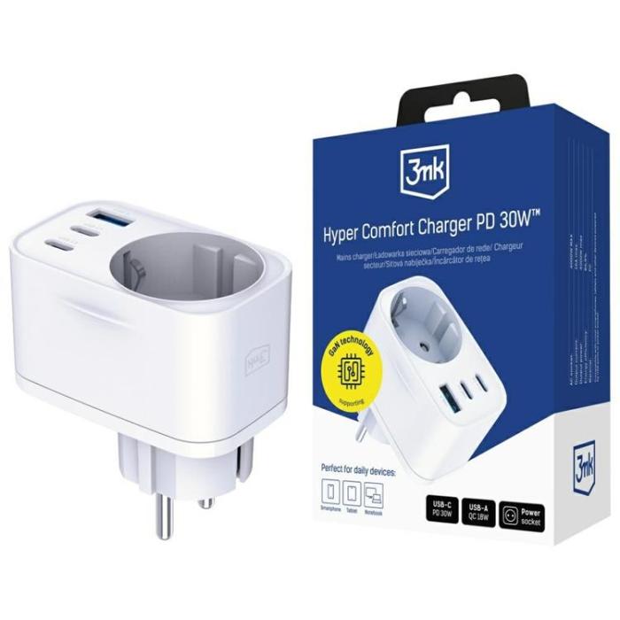 3MK - 3MK Snabbladdare 30W 1xUSB-A 2xUSB-C 1xSocket