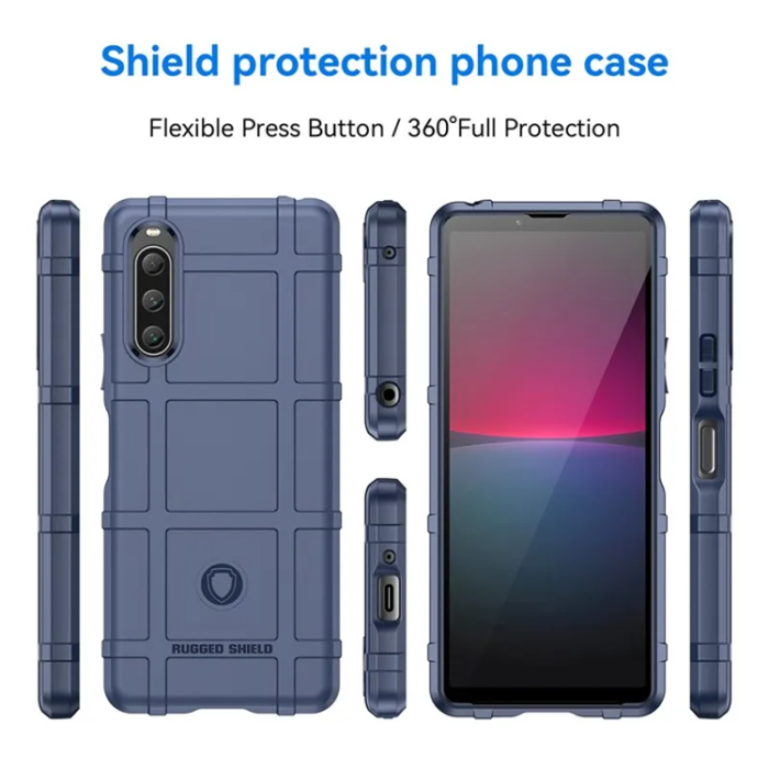A-One Brand - Sony Xperia 10 V Mobilskal Rugged Square Grid - Blå
