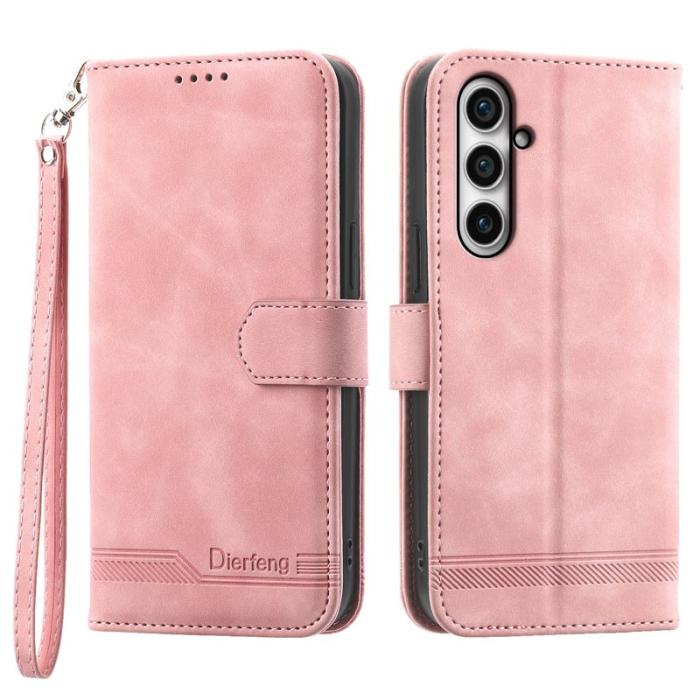 DIERFENG - DIERFENG DF-03 Samsung Galaxy S23 FE Plånboksfodral Konstläder - Rosa