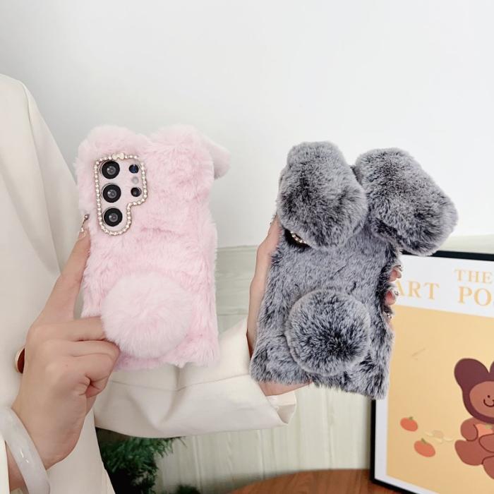 OEM - Mobilskal till Samsung Galaxy S26 Ultra Plush Söt Kanin TPU - Vit