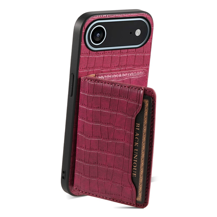 A-One Brand - iPhone 17 Air Mobilskal Korthållare Crocodile - Röd