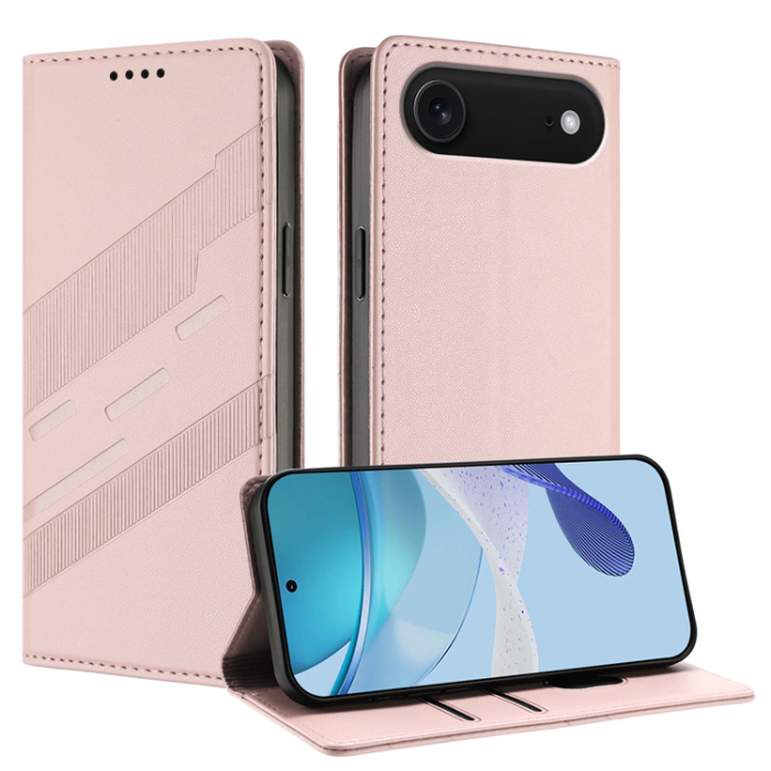 A-One Brand - iPhone 17 Air Plånboksfodral Punk Style Imprinted - Rosa