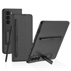 GKK - GKK Samsung Galaxy Z Fold5 Fodral KonstL&auml;der - Kolfibertextur