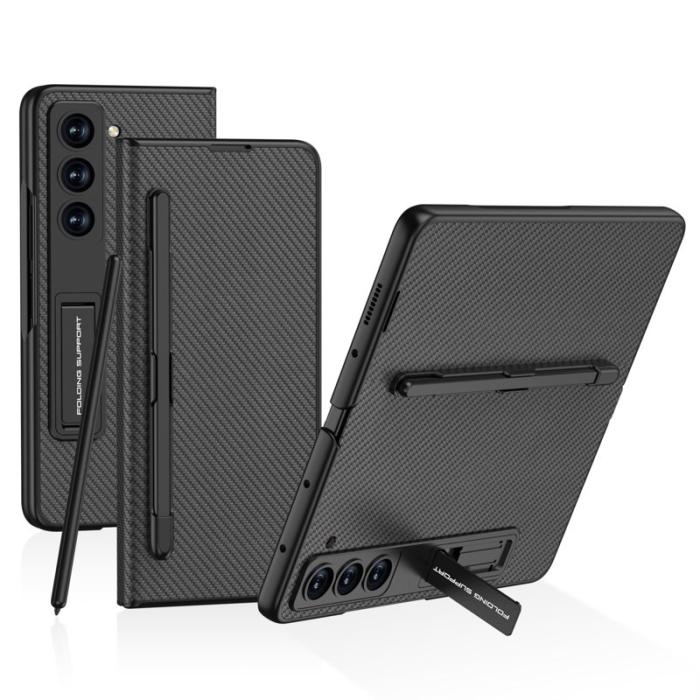 GKK - GKK Samsung Galaxy Z Fold5 Fodral KonstLäder - Kolfibertextur