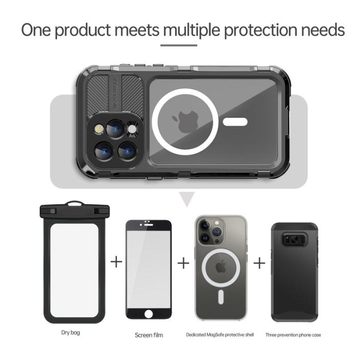 SHELLBOX - SHELLBOX M Series Mobilskal till iPhone 15 Pro Vattentät MagSafe Svart