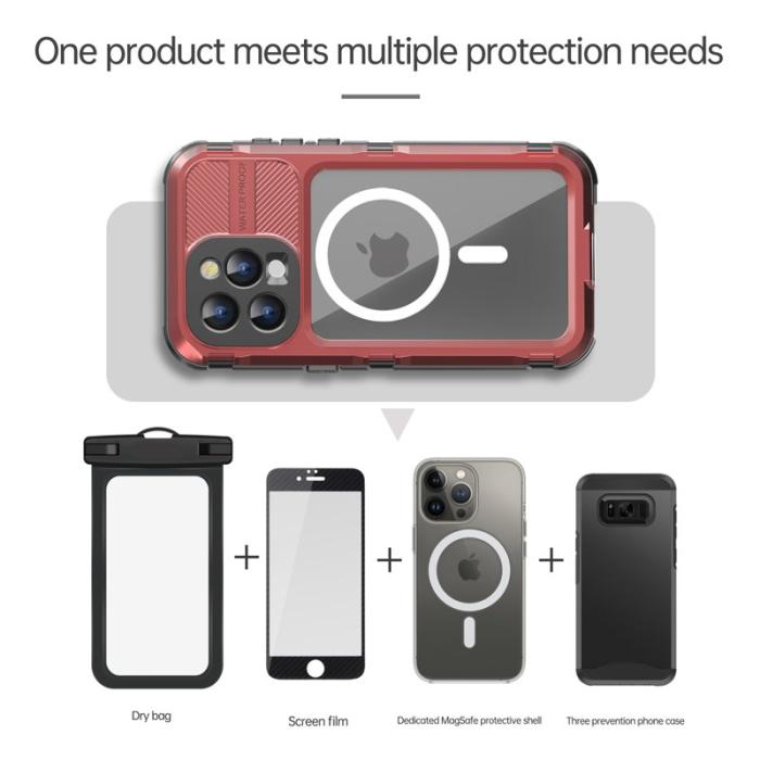 SHELLBOX - SHELLBOX M Series Mobilskal till iPhone 15 Pro Vattentät Röd