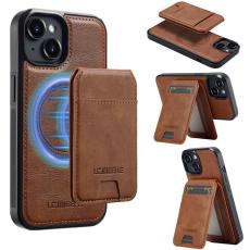 LC.imeeke - LC.IMEEKE L3 iPhone 14 Fodral Magnetiskt Konstl&auml;der - Brun