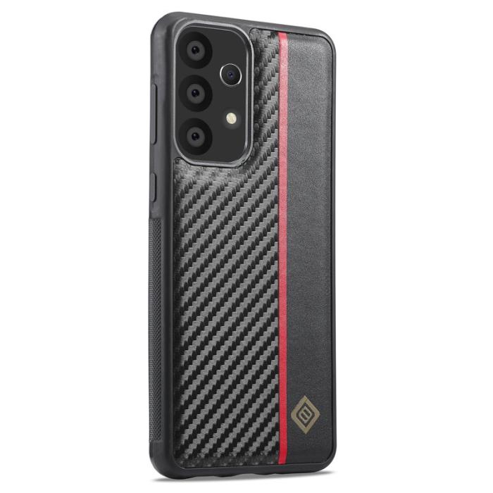 LC.imeeke - LC.IMEEKE Samsung Galaxy A73 5G Fodral - Kolfiber Konstläder - Svart