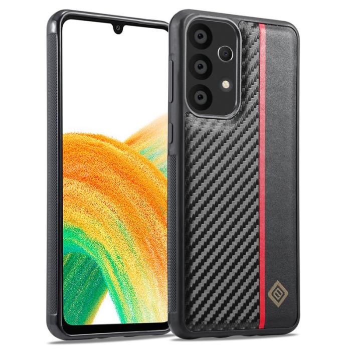 LC.imeeke - LC.IMEEKE Samsung Galaxy A73 5G Fodral - Kolfiber Konstläder - Svart