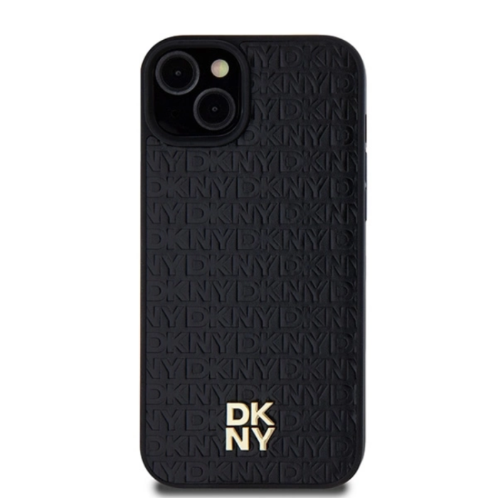 DKNY - DKNY iPhone 15/14/13 Mobilskal Magsafe Läder Pattern Metal Logo