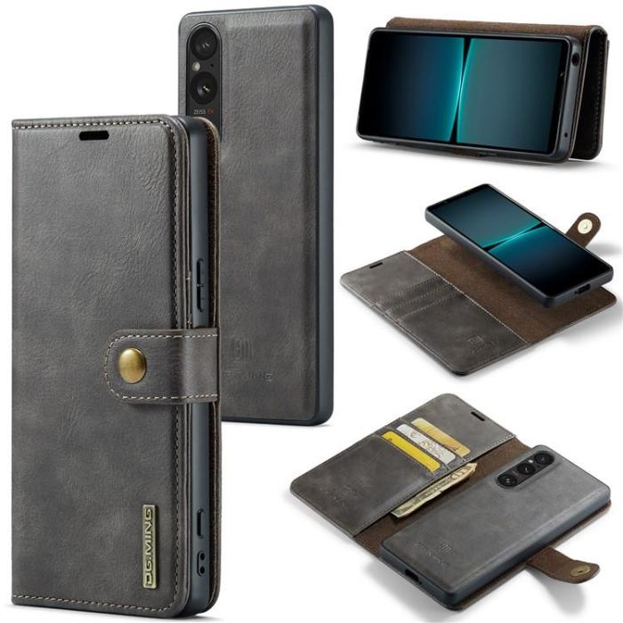 DG.MING - DG.MING Sony Xperia 1 V Plånboksfodral Äkta Läder 2in1 - Grå