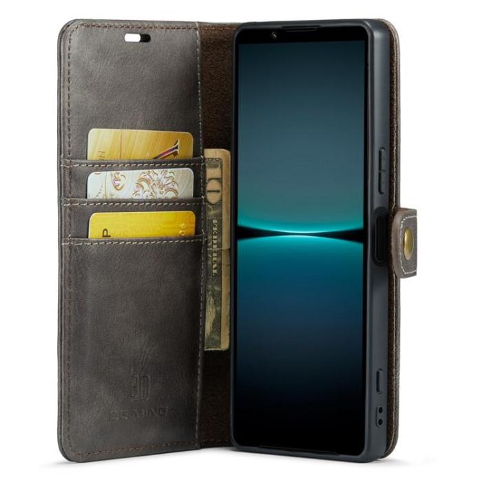 DG.MING - DG.MING Sony Xperia 1 V Plånboksfodral Äkta Läder 2in1 - Grå