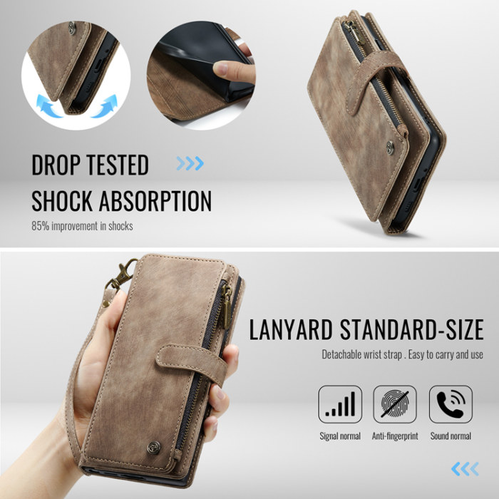 Caseme - CASEME Google Pixel 10 Pro XL Plånboksfodral Zipper C30 - Brun