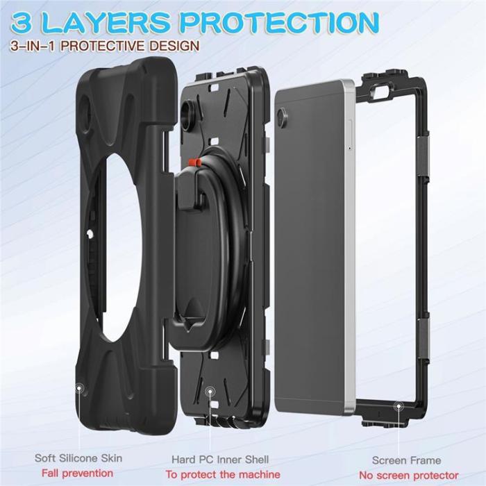 A-One Brand - Galaxy Tab A9 Skal Kickstand Handle Grip - Svart