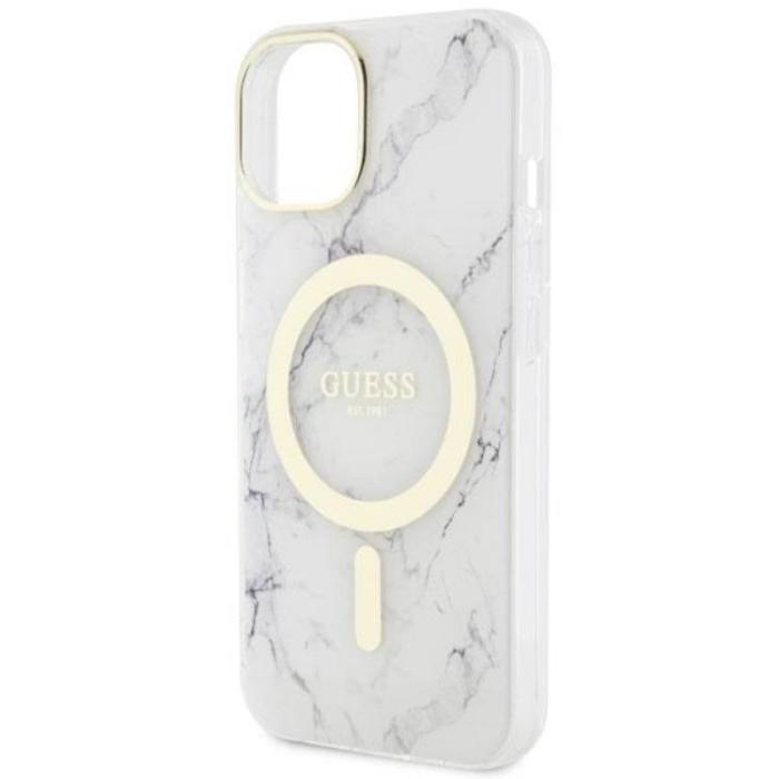 Guess - Guess iPhone 14 Plus Mobilskal MagSafe Marble - Vit