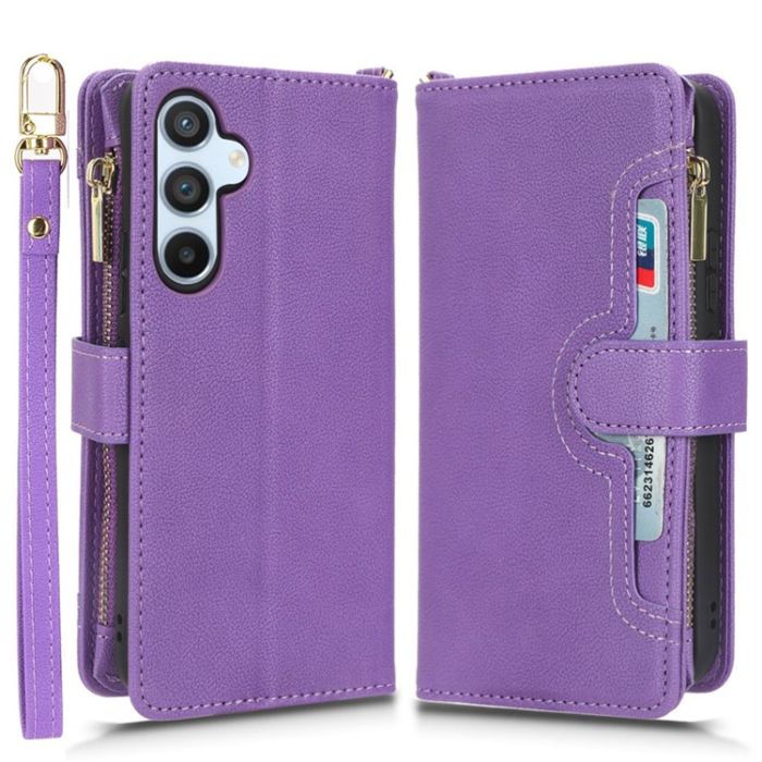 OEM - Galaxy A34 5G Plånboksfodral Zipper med Rem - Lila