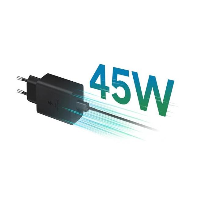 Samsung - Samsung Väggladdare 45W, 4,05A, 1 X USB-C,med USB-C-Kabel - Svart
