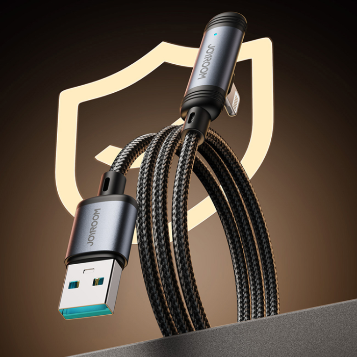 Joyroom - Joyroom USB-A - Lightning 3A Kabel 1.2m Series 90° - Svart