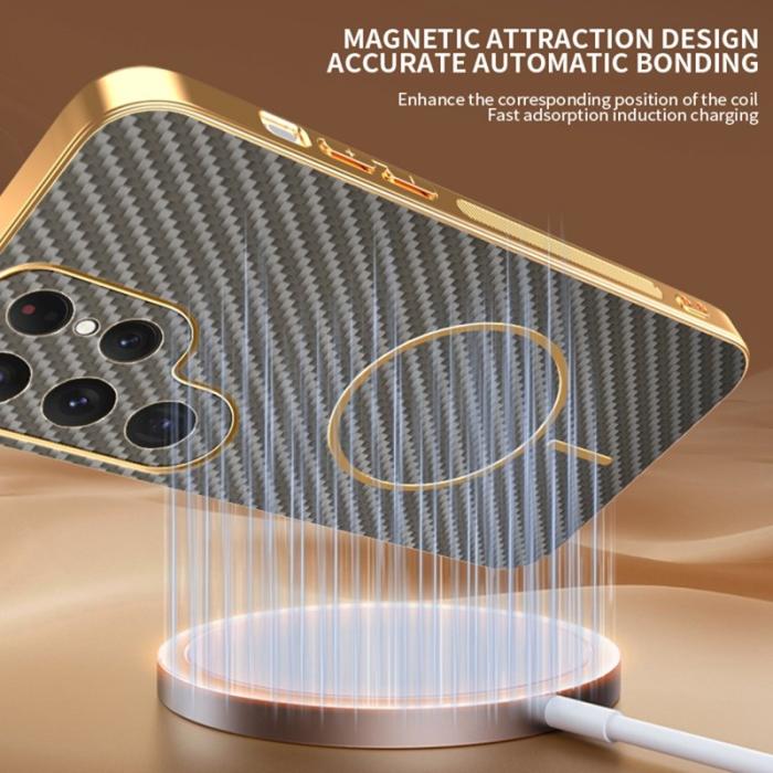 OEM - Samsung Galaxy S26 Ultra Skal Kolfiber Texturerad TPU - Kaffe