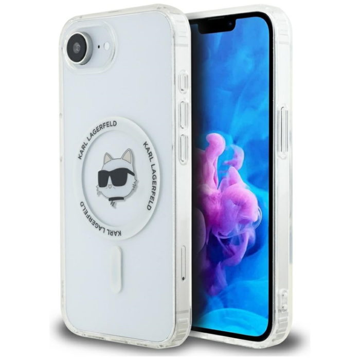 KARL LAGERFELD - Karl Lagerfeld iPhone 16e Mobilskal Magsafe Metal Choupette Head - Vit