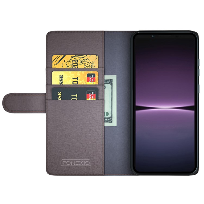 OEM - Sony Xperia 1 V Plånboksfodral Äkta Läder Flip - Brun