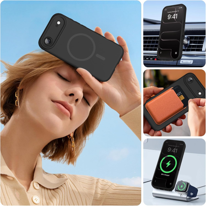 A-One Brand - iPhone 17 Air Mobilskal Magsafe Liquid Silicone - Svart