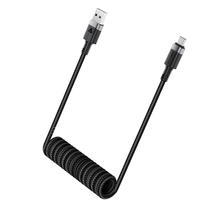 Acefast - Acefast USB-A - USB-C 3A Kabel 1.2m Spring 480Mb/s - Svart