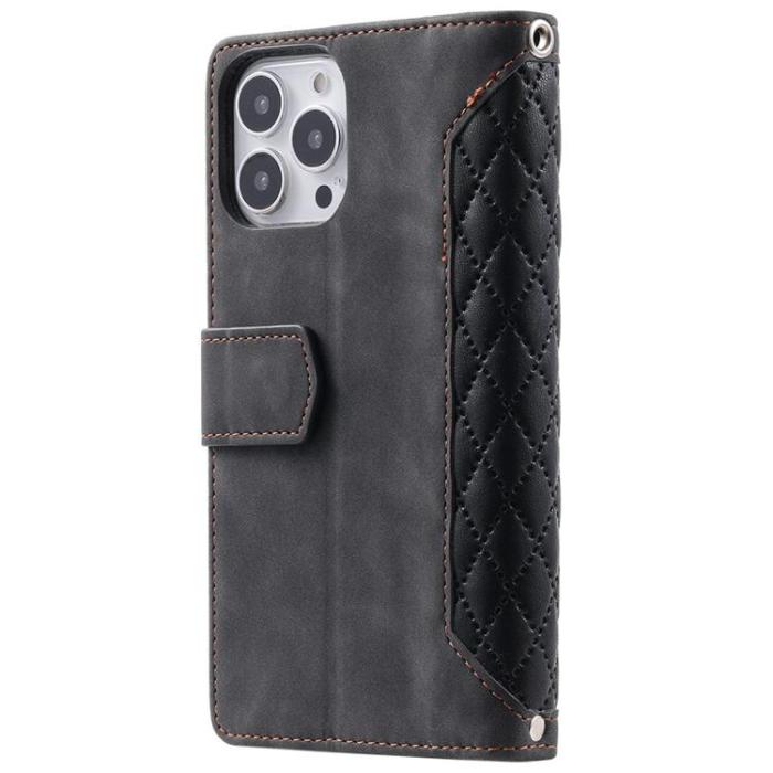 UTGATT1 - iPhone 14 Pro Max Plånboksfodral Rhombus - Svart