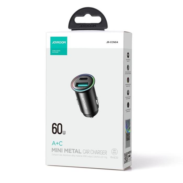 Joyroom - Joyroom Mini Billaddare USB-A/USB-C 60W - Svart