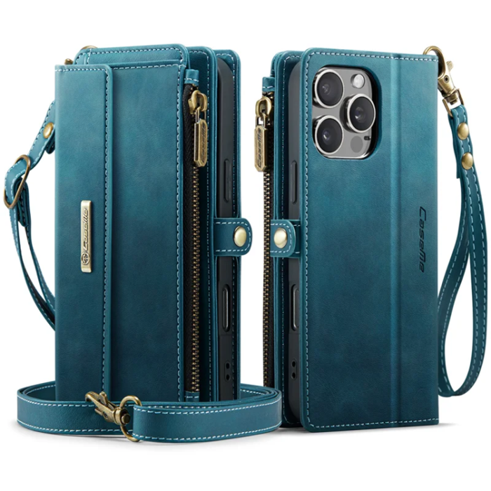 Caseme - Caseme iPhone 16 Pro Plånboksfodral RFID Blocking Zipper - Grön
