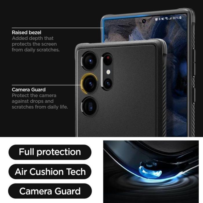 Spigen - Spigen Galaxy S23 Ultra Skal Rugged Armor - Svart