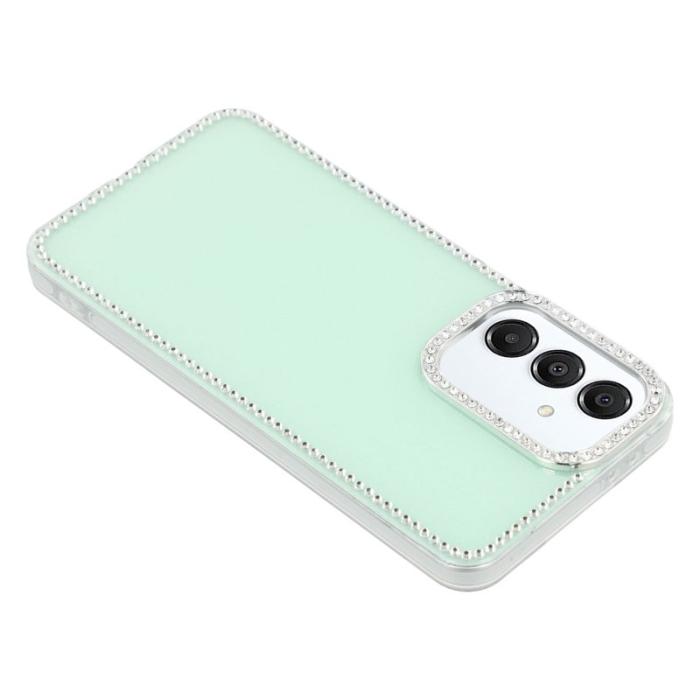 OEM - Samsung Galaxy S26 Plus Skal Rhinestone Kant Glittrig Plast - Glitter Ljusgrön