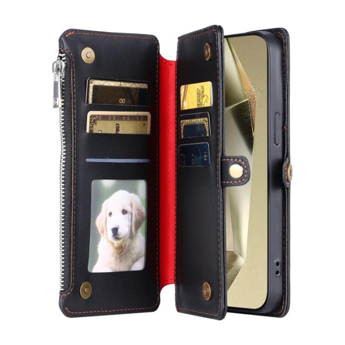 OEM - Samsung Galaxy S26 Plånboksfodral TPU + Konstläder - Svart