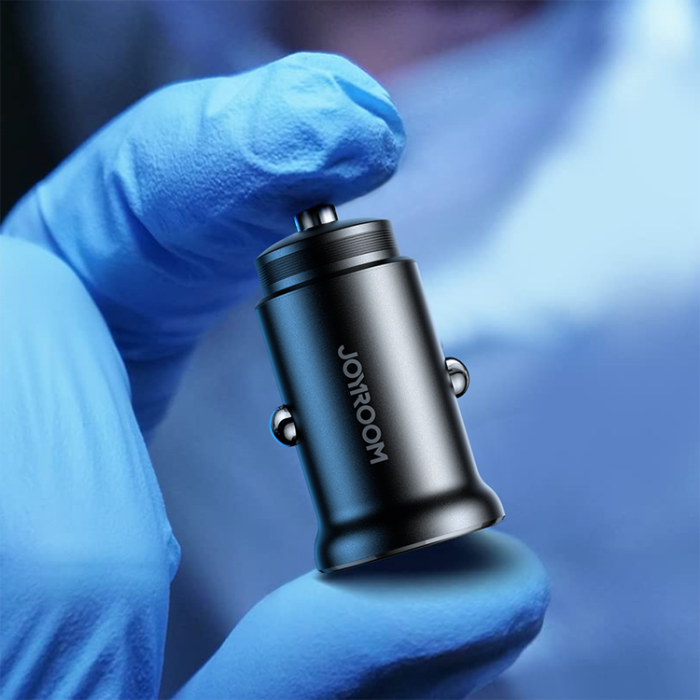 Joyroom - Joyroom Mini Metall Billaddare 30W 2x USB-C - Svart