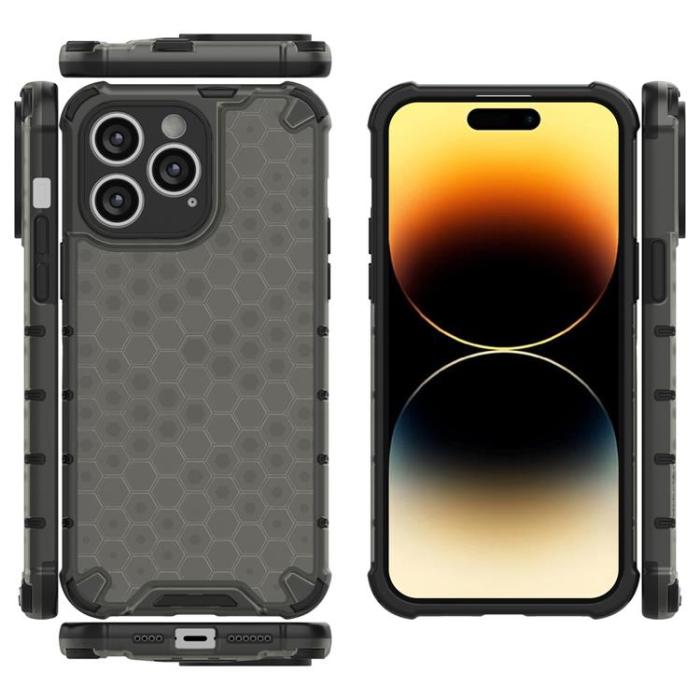 OEM - iPhone 14 Pro Skal Honeycomb Armored Hybrid - Svart