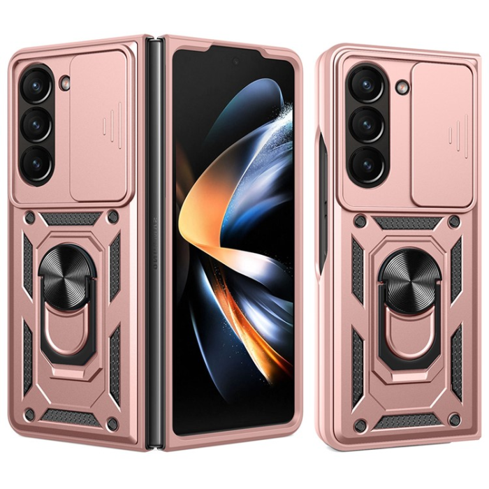 A-One Brand - Galaxy Z Fold 7 Mobilskal Kickstand Glida Kamera - Rosa/Guld