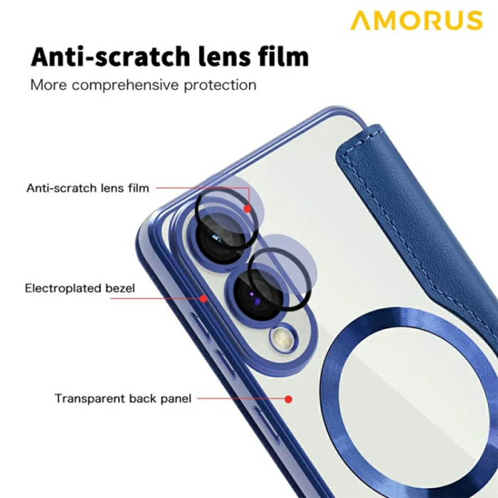Amorus - Amorus Galaxy S25 Edge Plånboksfodral Magsafe RFID - Sapphire