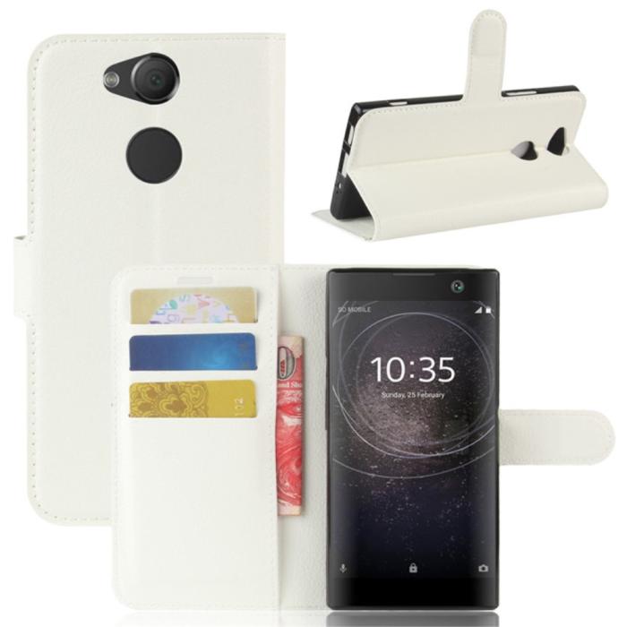 UTGATT1 - Litchi Plånboksfodral till Sony Xperia XA2 - Vit