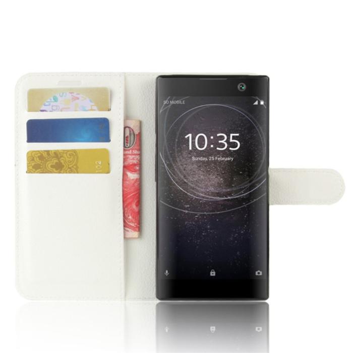 UTGATT1 - Litchi Plånboksfodral till Sony Xperia XA2 - Vit
