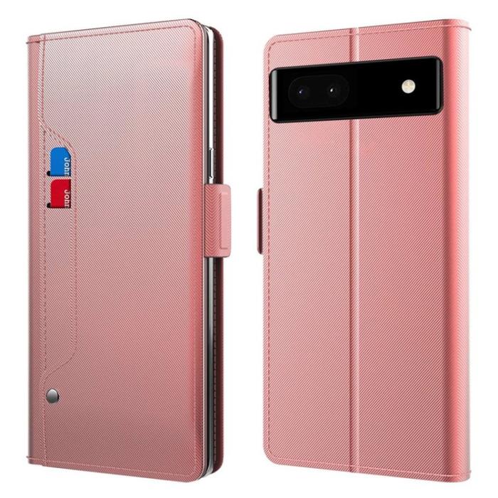 A-One Brand - Google Pixel 6a Plånboksfodral Mirror Ultra Slim - Rosa Guld