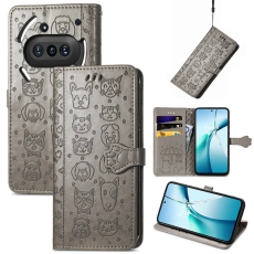 A-One Brand - Nothing Phone (3a) Plånboksfodral Cat Dog Pattern - Grå