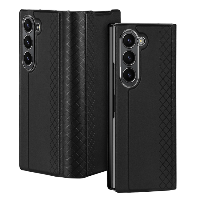 Dux Ducis - Dux Ducis Galaxy Z Fold 6 Plånboksfodral Brill Läder - Svart